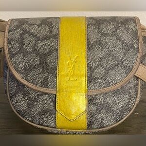 Yves Saint Laurent Gray and Yellow Crossbody Bag